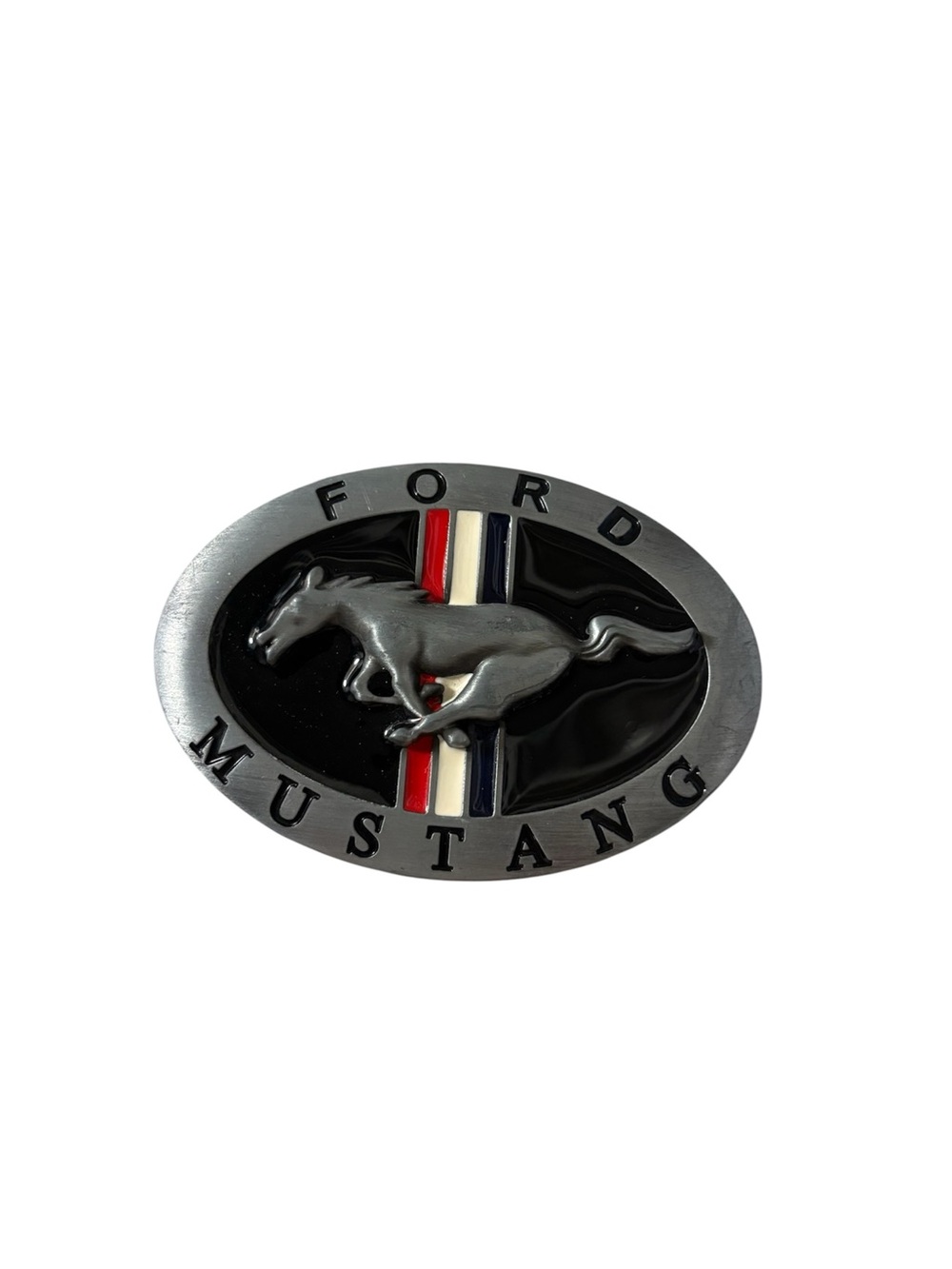 Ford Black & Silver Mustang Oval Emblem Belt Buckle
